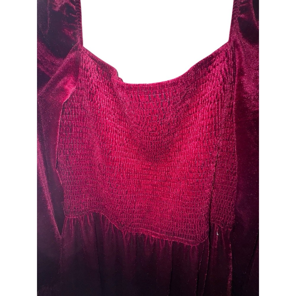 NWT Cupshe Sweet Sangria Red Velvet Mini Dress Size Large Smocked Bodice Holiday - Picture 4 of 14